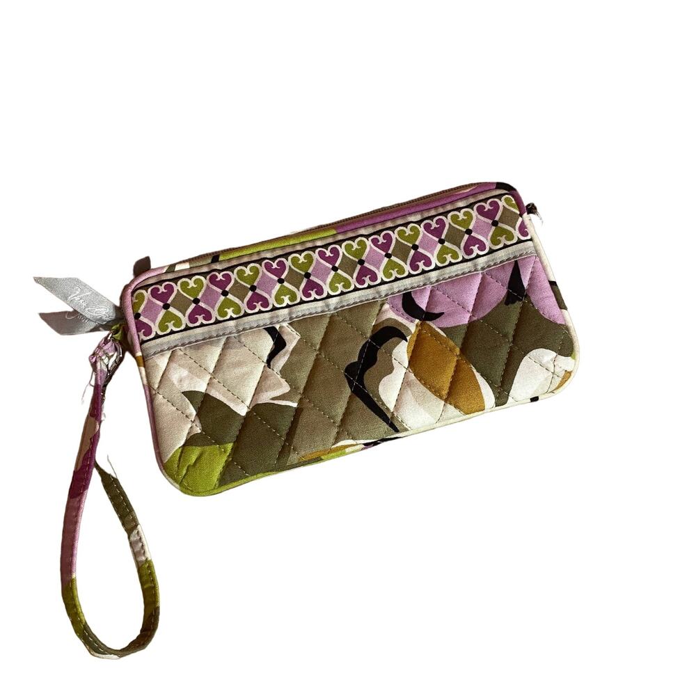 Vera Bradley Purple & Green Multicolor Colorful Portobello Zip Wristlet Women